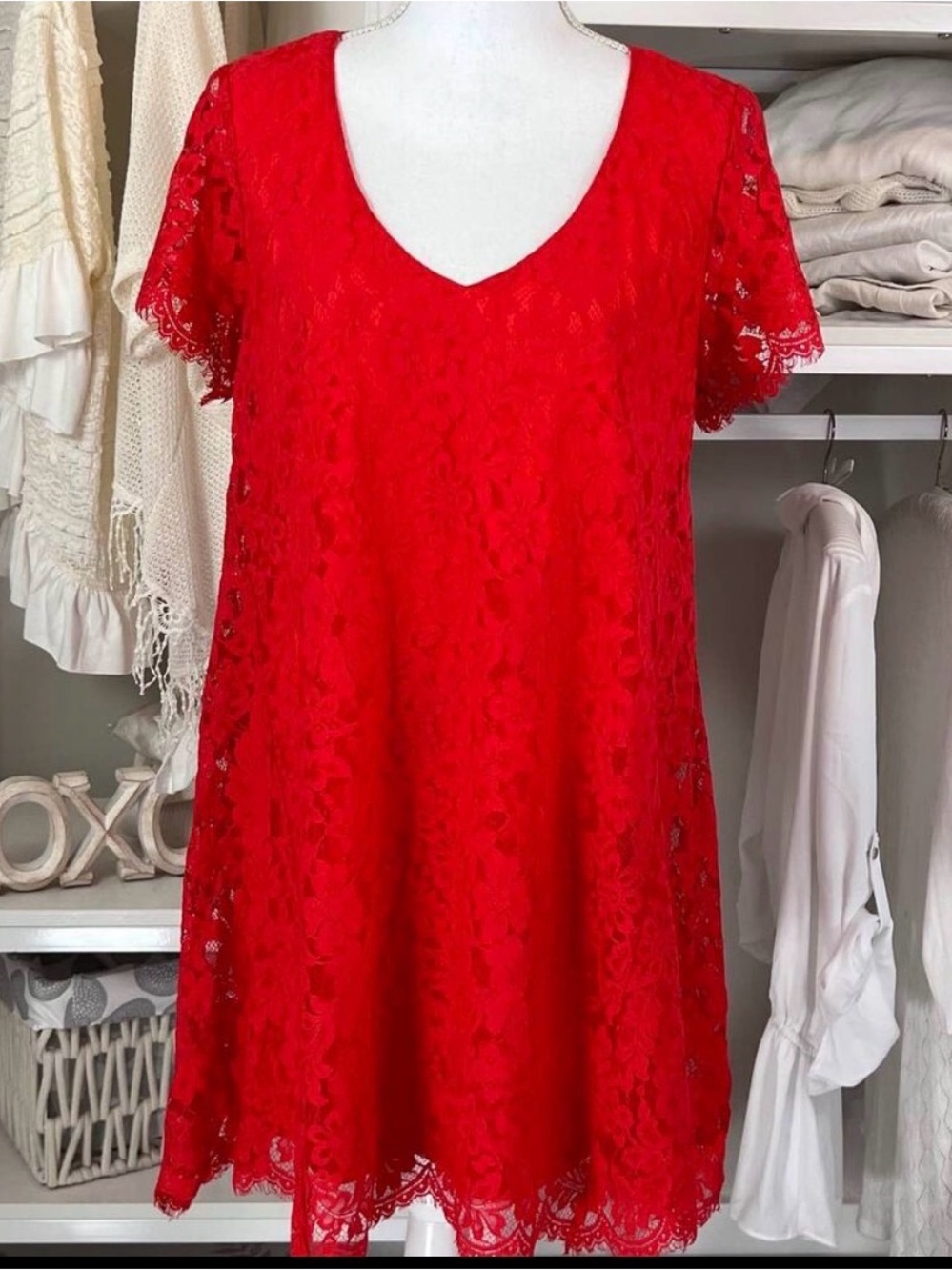 SHOW ME YOUR MUMU Red Lace Mini Knee Length Dress M